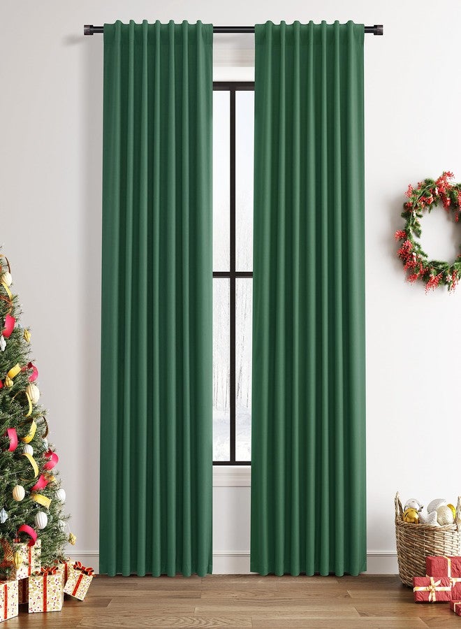 SPWIY 100% Blackout Curtains Green Linen 84 Inches Long 2 Panels Set for Bedroom Back Tab Boho Thermal Room Darkening Window Curtain Living Room Neutral Textured Solid Black Out Drapes 7ft 52x84 - Image 1